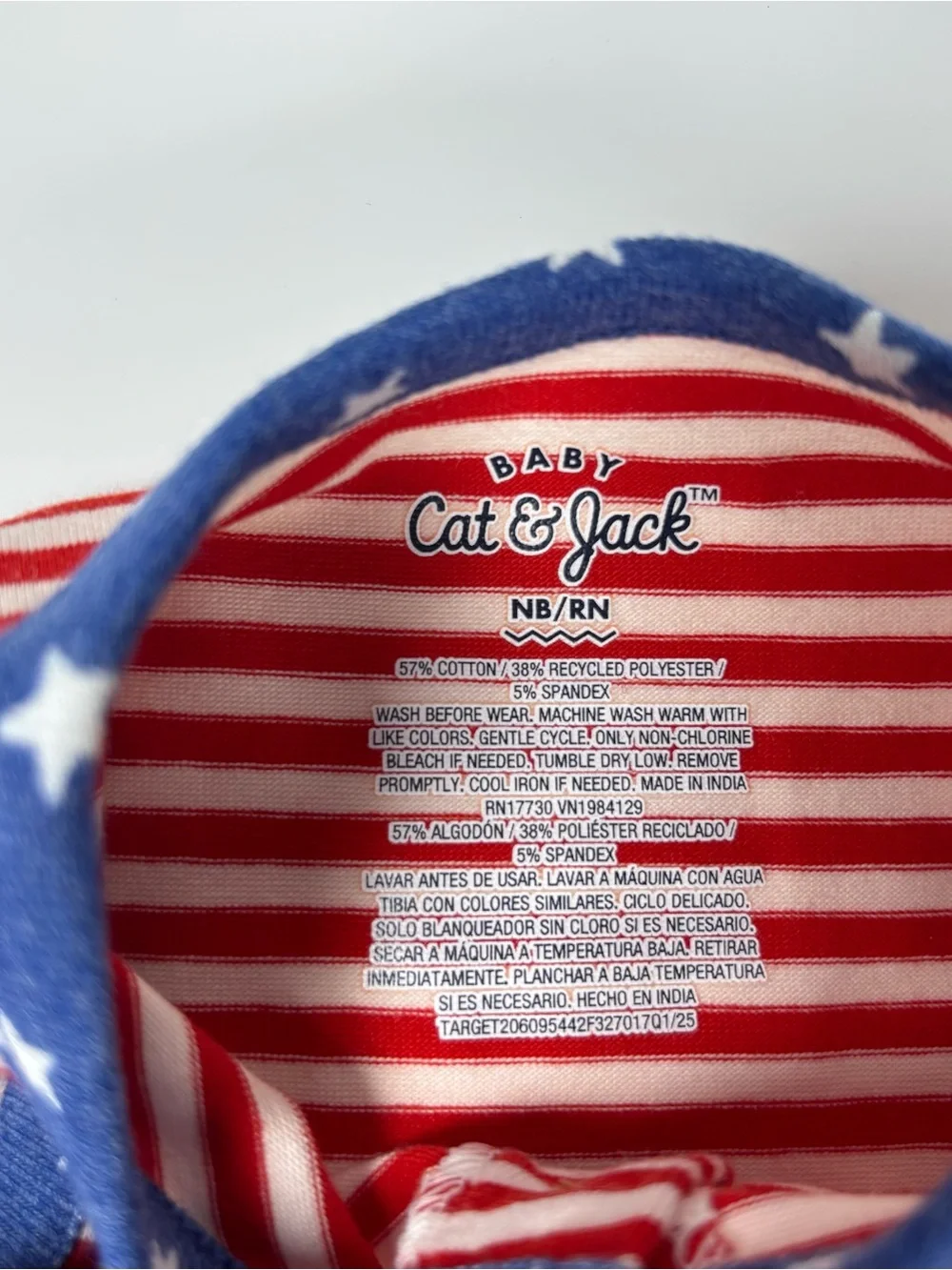 Set of 2 Cat & Jack Baby Americana Striped Short Romper Newborn Matching Twins